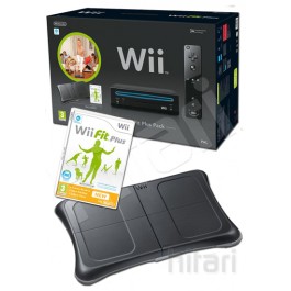 Nintendo Wii Console (Black) with Wii Fit Plus Includes Black Balance Board and Wii Remote Plus