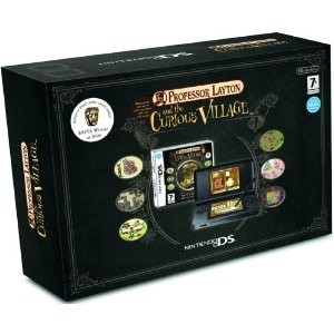DS Lite Black Console with Professor Layton and the Curious Village (Nintendo DS)