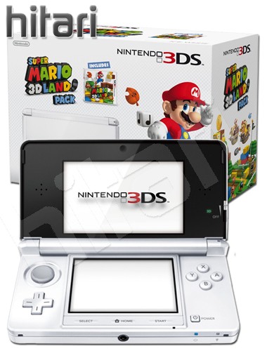 Nintendo 3DS Ice White Console and Super Mario 3D Land Game