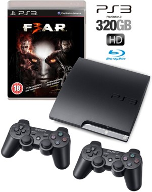 Sony PS3 console 320GB + 2 Controllers + Fear 3
