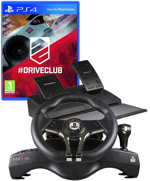 PS4 + Officially Licensed Hurricane Steering Wheel and Pedals
