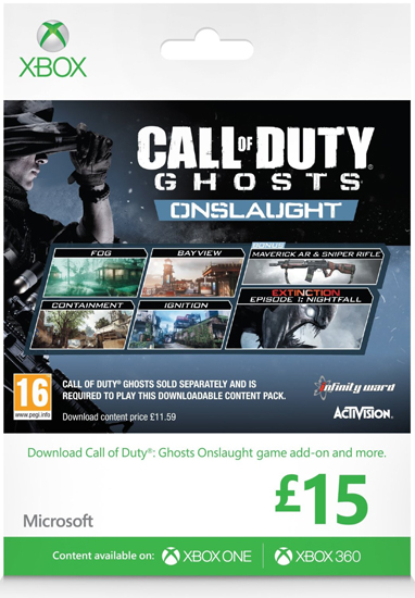 Microsoft Gift Card 15GBP Call of Duty Ghosts Branded Xbox One 360 NEW